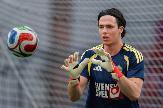 Goalkeeper Jacob Widell Zetterström of the Swedish
