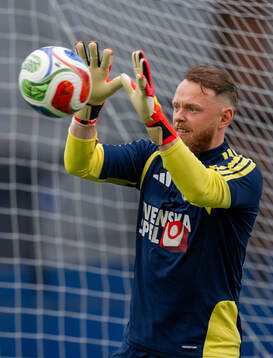 Goalkeeper Viktor Johansson of the Swedish national