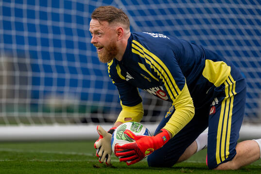 Goalkeeper Viktor Johansson of the Swedish national