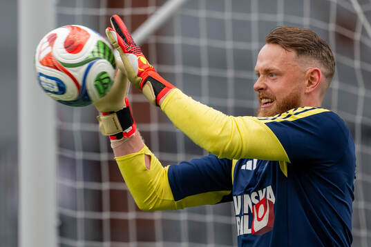 Goalkeeper Viktor Johansson of the Swedish national