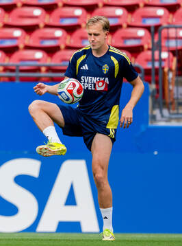Herman Johansson of the Swedish national football team at a
