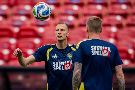 Gustaf Nilsson of the Swedish national football team at a