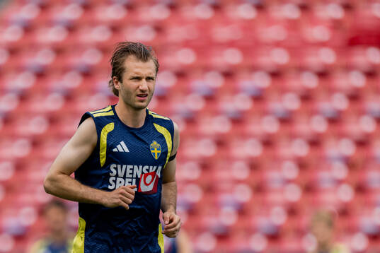 Benjamin Nygren of the Swedish national football team at a