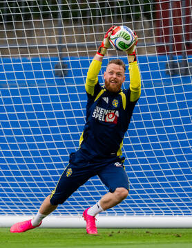 of the Swedish national football team at a training session