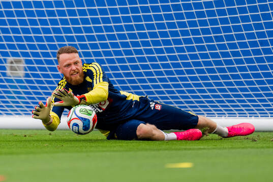 Goalkeeper Viktor Johansson of the Swedish national