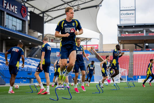 Herman Johansson of the Swedish national football team at a