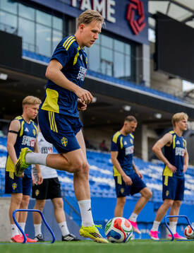 Herman Johansson of the Swedish national football team at a