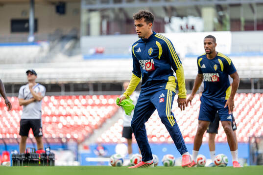Yasin Ayari of the Swedish national football team at a