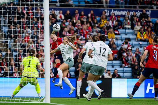 Thea Bjelde of Norway scores 1-0