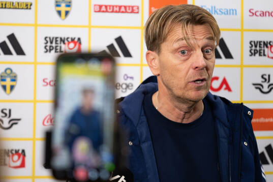 Head coach Tony Gustavsson of Sweden in mixed zone