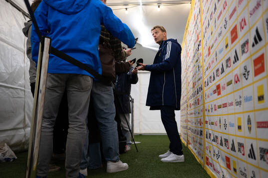 Head coach Tony Gustavsson of Sweden in mixed zone