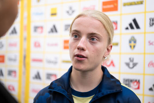 Anna Sandberg of Sweden in mixed zone