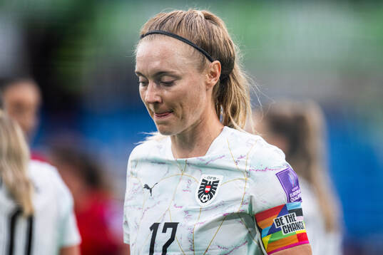 Sarah Puntigam of Austria looks dejected