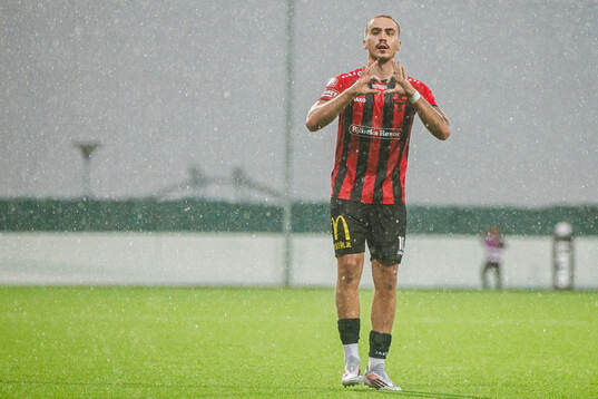 Nordic Uniteds Lorent Mehmeti jublar