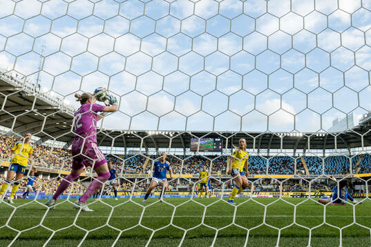 Federica D'Auria of Italy scores 0-1 behind goalkeeper