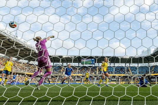Federica D'Auria of Italy scores 0-1 behind goalkeeper