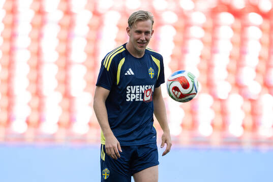 Herman Johansson of the Swedish national football team at a