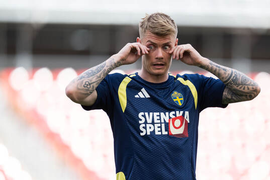 Eric Smith of the Swedish national football team at a