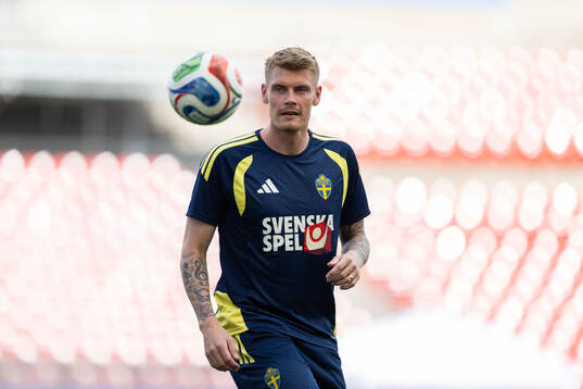 Eric Smith of the Swedish national football team at a