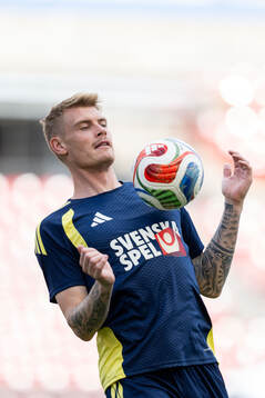 Eric Smith of the Swedish national football team at a