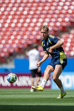 Herman Johansson of the Swedish national football team at a
