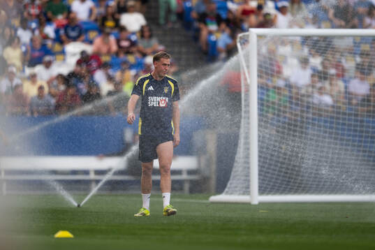 Herman Johansson of the Swedish national football team at a