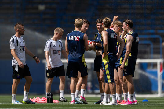 Players of the Swedish national football team at a training