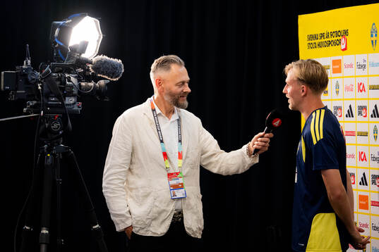 Olof Lundh of Swedish broadcaster TV4 interviews Herman