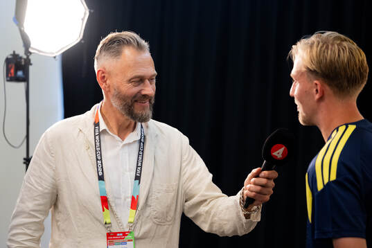 Olof Lundh of Swedish broadcaster TV4 interviews Herman