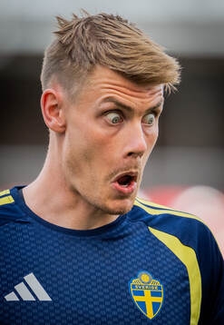 Eric Smith of the Swedish national football team at a