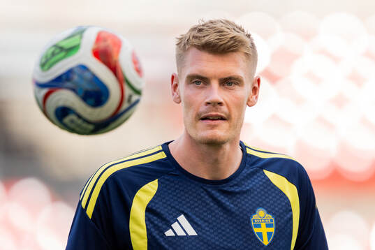 Eric Smith of the Swedish national football team at a