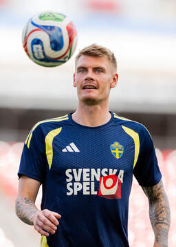 Eric Smith of the Swedish national football team at a