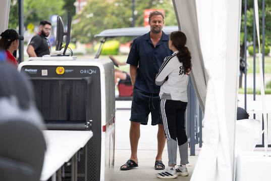 Olof Mellberg of SVT arrives at a training session