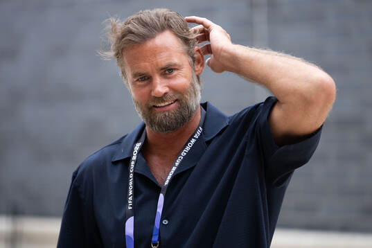 Olof Mellberg of SVT arrives at a training session