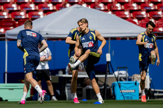 Carl Starfelt of the Swedish national football team at a