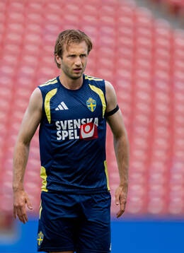 Benjamin Nygren of the Swedish national football team at a