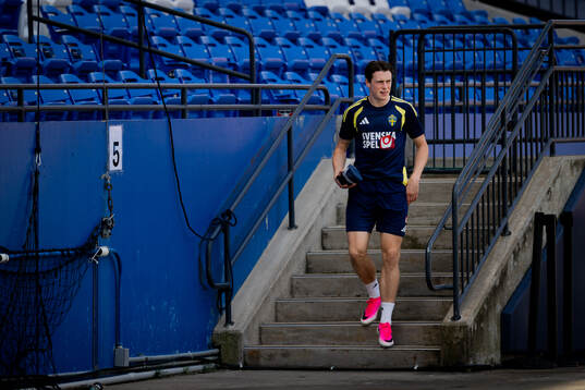 Elliot Stroud of the Swedish national football team at a