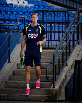 Gustaf Nilsson of the Swedish national football team at a