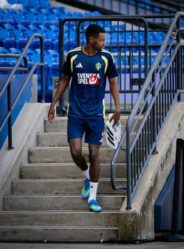Alexander Isak of the Swedish national football team at a