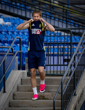 Benjamin Nygren of the Swedish national football team at a