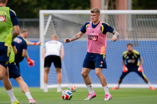 Eric Smith of the Swedish national football team at a