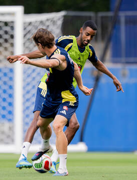 Alexander Isak and Mattias Svanberg of the Swedish national