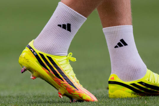 A detailed view of the shoes of Viktor Gyökeres of the