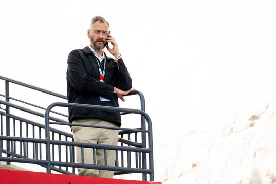 Olof Lundh of Swedish broadcaster TV4 at a training session