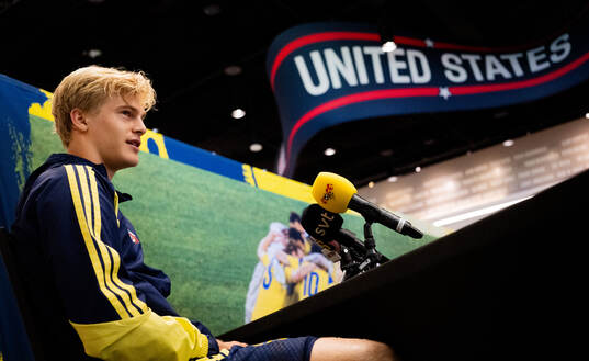 Lucas Bergvall of the Swedish men's national football team
