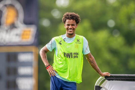 Oscar Bobb of the Norwegian national football team at an