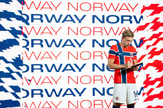 of the Norwegian national football team at a media day