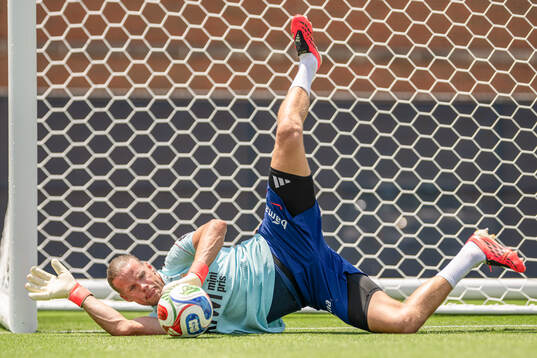 Goalkeeper Ørjan Håskjold Nyland of the Norwegian