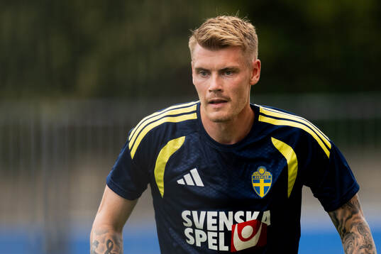 Eric Smith of the Swedish national football team at a