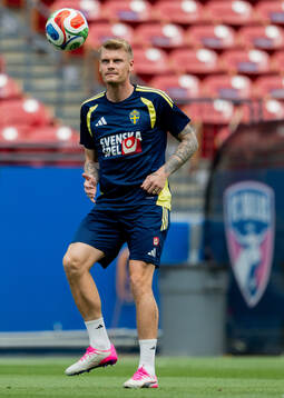 Eric Smith of the Swedish national football team at a